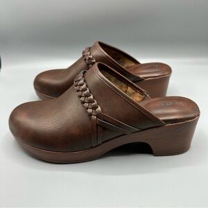B.O.C. Journi Brown Faux Leather Clogs Women’s